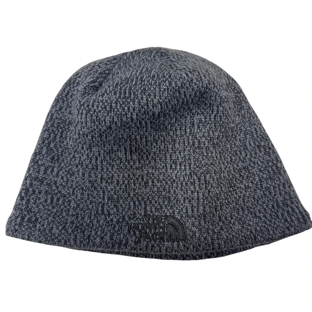 The North Face Gray Marled Knit Fleece Lined Wool Blend Beanie Hat Unisex OS